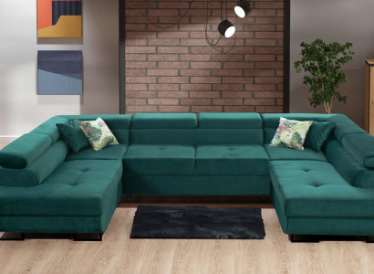 Ecksofa Stoff U-Form Couch Design Polster Textil Eck Modern Sofas Wohnlandschaft